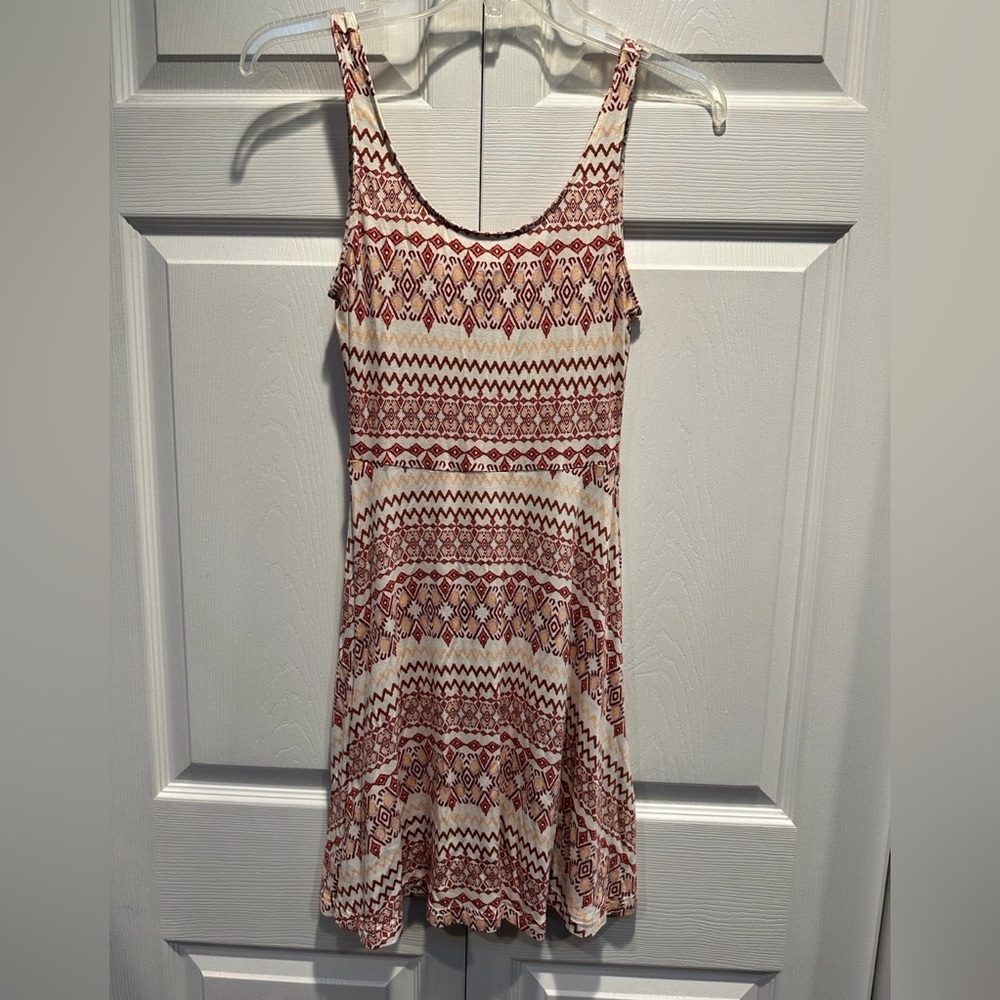 Express Red and Cream Geometric Midi Dress